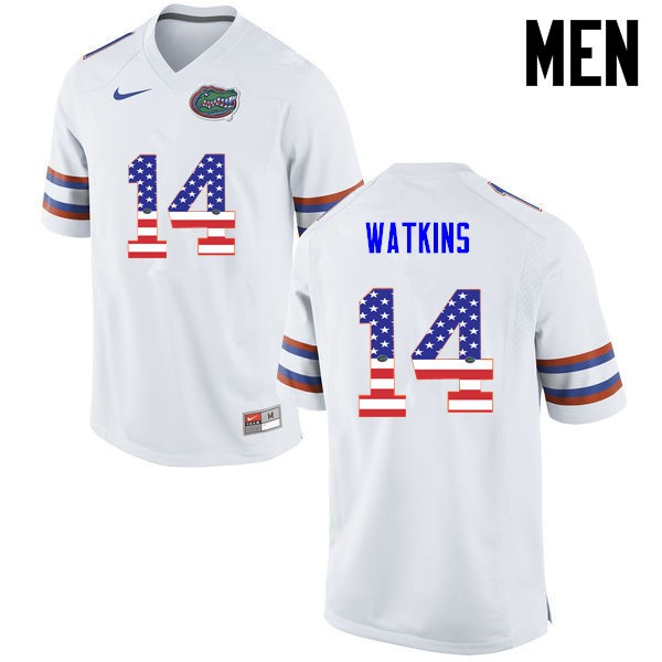 Florida Gators Men #14 Jaylen Watkins College Football Jersey USA Flag Fashion White